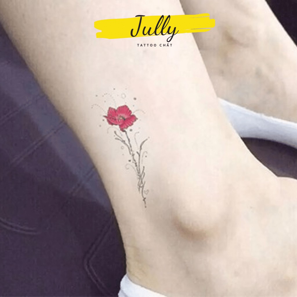 Hình xăm dán hoa chữ kí cho nữ JULLY Tattoo chất, miếng dán chống nước, xăm tạm thời 15 ngày, kích thước 10,5x6cm