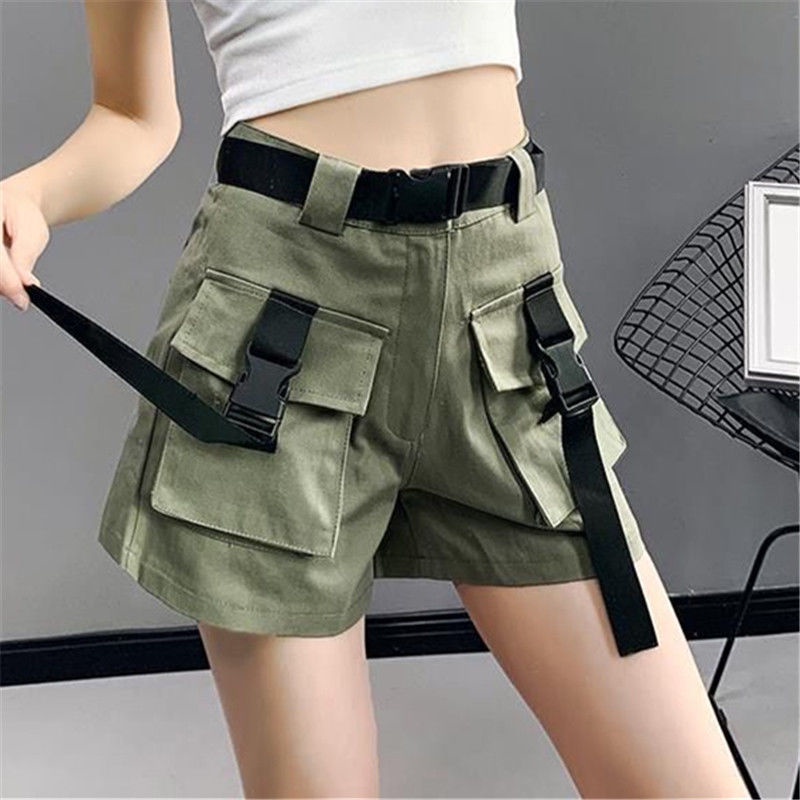 Jiashucheng Quần Short Cotton Nguyên Chất Dáng Chữ A Ống Rộng Lưng Cao Dễ Phối Đồ Thời Trang Mùa Hè Cho Nữ