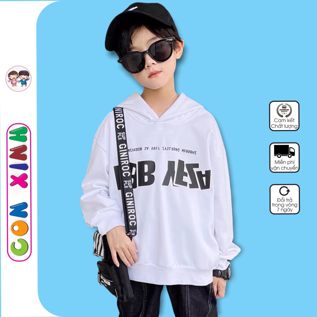 Áo khoác nỉ hoodie bé trai Con Xinh hình in AZFY,thời trang thu đông dành cho trẻ em từ 4 đến 10 tuổi