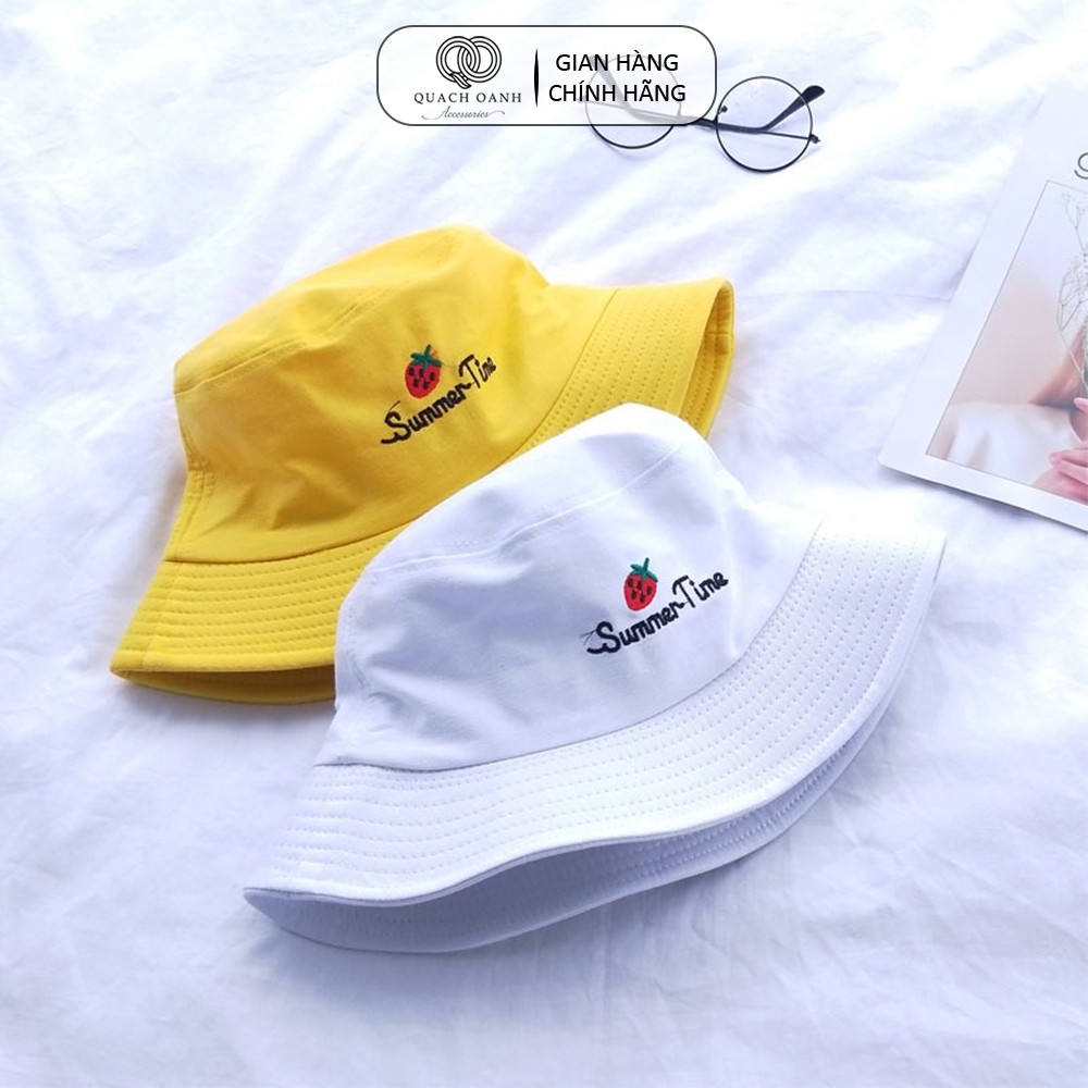 Mũ nón bucket QO ACCESSORIES vành rộng quả dâu mùa hè tai bèo MU47