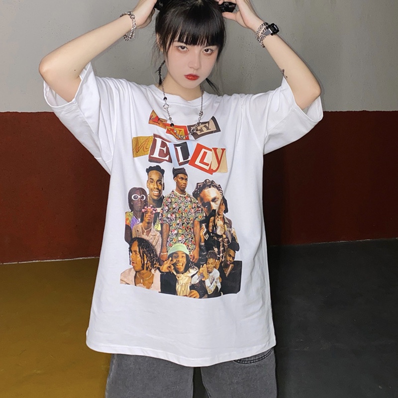 IELGY Áo Thun Tay Ngắn Dáng Rộng Thiết Kế Mới Thời Trang Mùa Hè Dành Cho Cặp Đôi