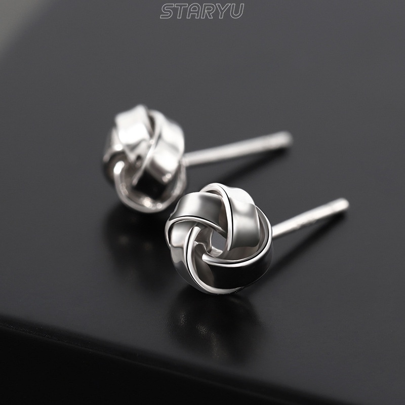 Bông Tai Mạ Bạc 925 Hình Lục Giác Xoắn Ốc Phù Hợp Cho 24 Tiếng