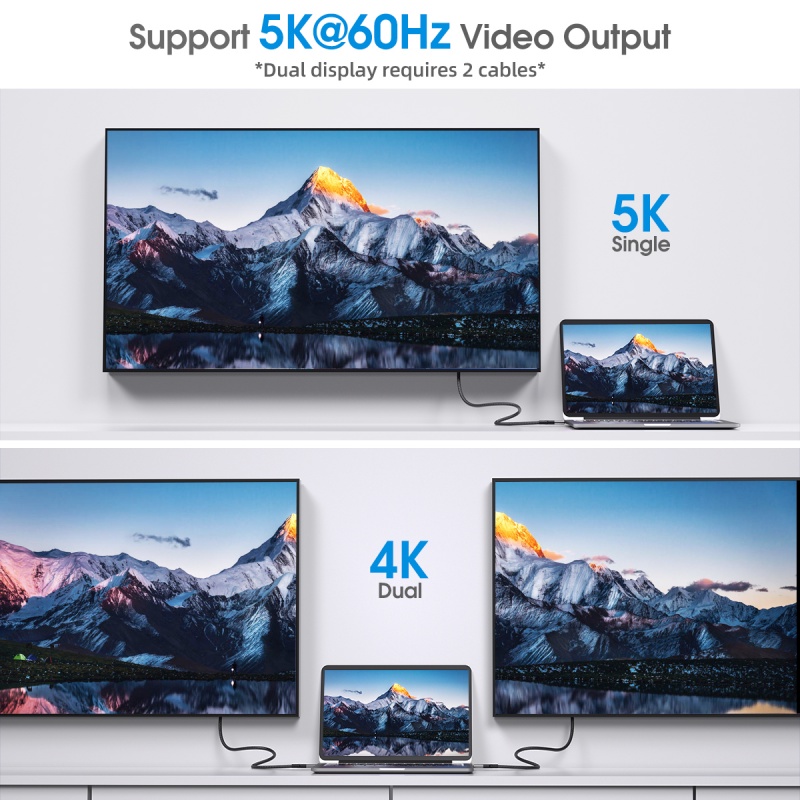 HDOORLINK Cáp sạc nhanh 480Mbps 100W USB-C 2 Trong 1 60W thích hợp cho Samsung Huawei