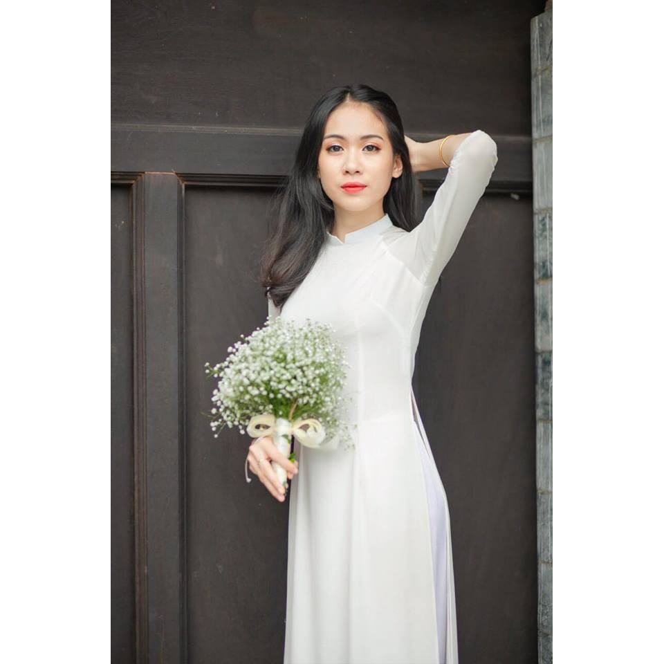 Set Áo dài trắng phi lụa đẹp dành cho sinh viên, chụp ảnh áo dài