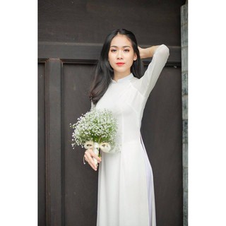 Set Áo dài trắng phi lụa đẹp dành cho sinh viên, chụp ảnh áo dài