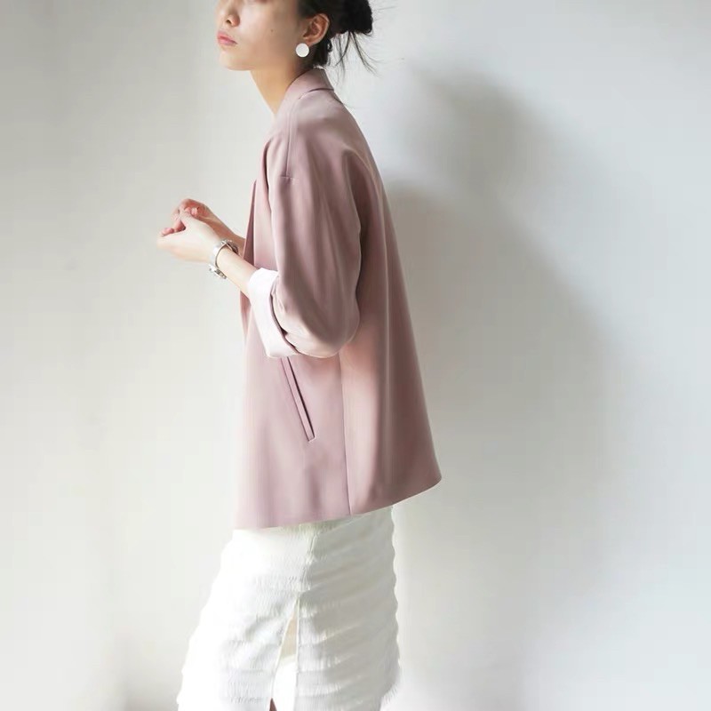 Áo blazer nữ màu hồng vải tuyết mưa cao cấp xuất dư | BigBuy360 - bigbuy360.vn