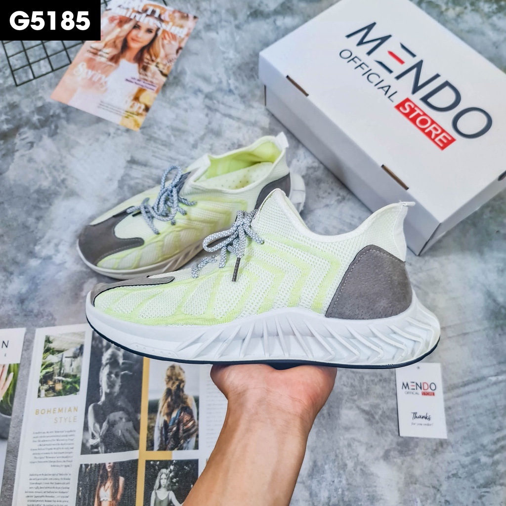 Giày Thể Thao Nam MENDO - Sneaker Màu  Trắng, Giày Thoáng Khí Cao Cấp, Đế Xốp Nhẹ, Đàn Hồi Tốt - G5185