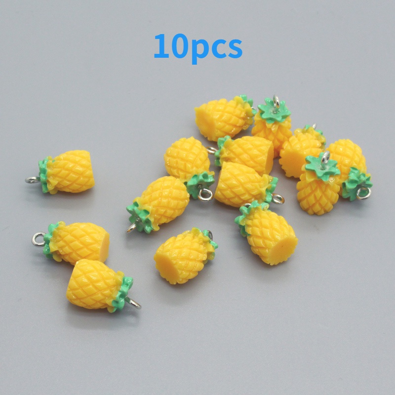 Bộ 10 Mặt Vòng cổ / Móc Khóa Hình Quả Dứa Mini Bằng Resin DIY