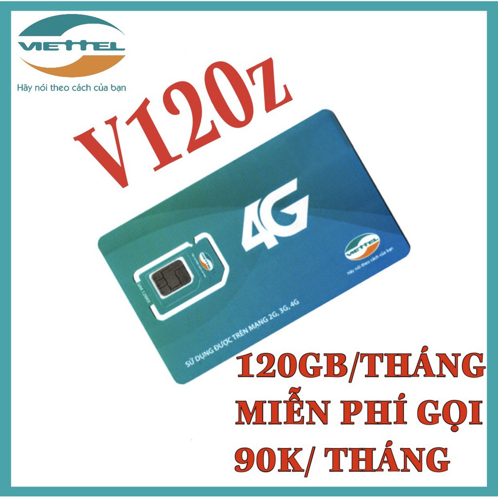 Bán Sim 4G Viettel V120Z, sim v90: 90k/tháng= 120Gb (4Gb/ngày), gọi miễn phí nội mạng, 50 phút ngoại mạng