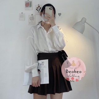 [Ảnh thật] Áo sơ mi lụa oversize tay phồng 4 màu vintage