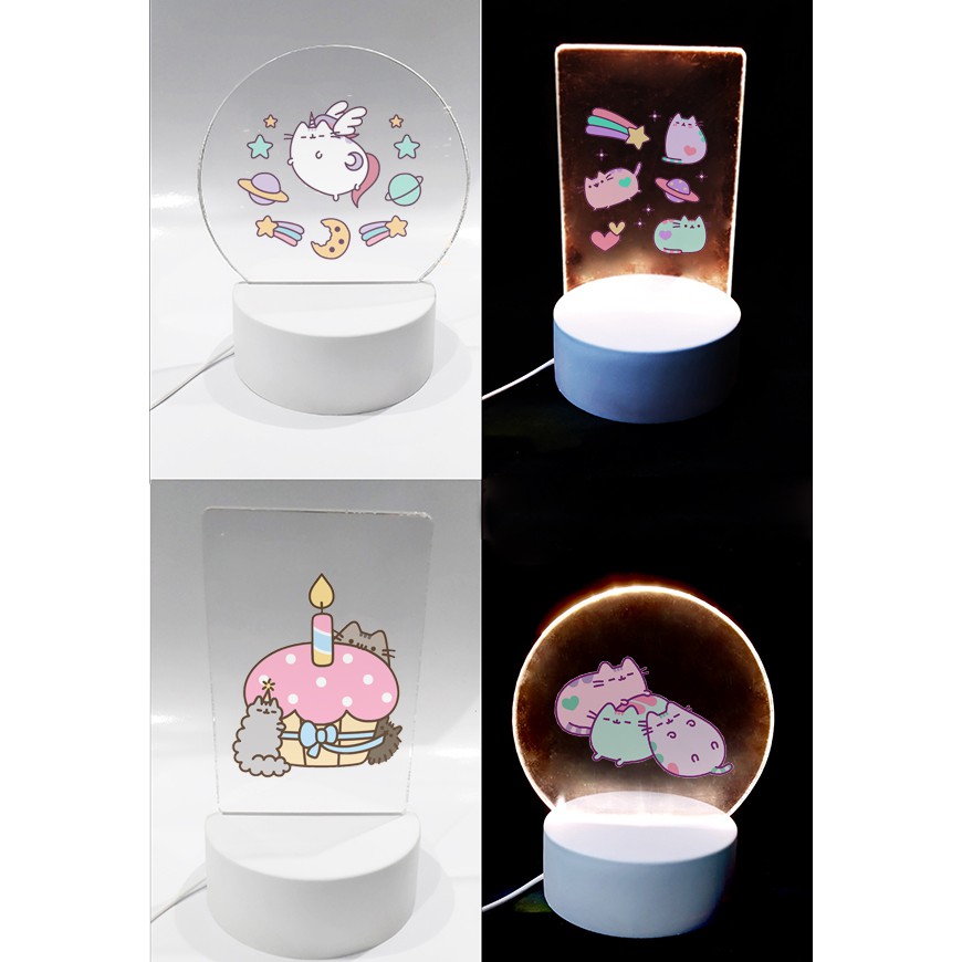 Đèn Led 3D pusheen DLI9 Đèn Ngủ 3D Sáng Tạo cute dễ thương