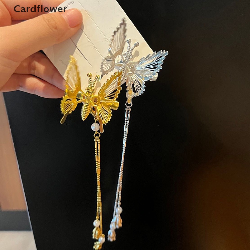 &lt; Cardflower &gt; Kẹp Tóc Hình Chuồn Chuồn Tua Rua Cánh Bướm Bước Lắc Chân Phong Cách Cổ Điển Trang Sức Cho Nữ Đang Giảm Giá