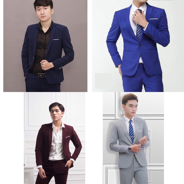 Xả kho bộ vest 1 áo và 1 quần. Màu đỏ mận. Chất vải đẹp, không nhăn. K xù