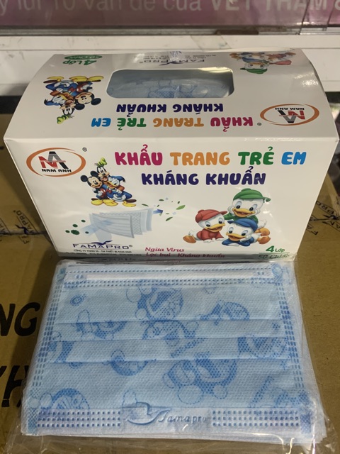 Khẩu trang trẻ em kháng khuẩn Famapro 4 lớp (1 hộp 50 cái) | BigBuy360 - bigbuy360.vn