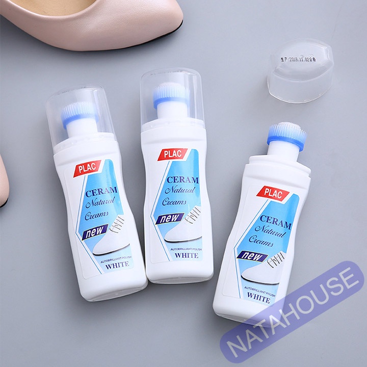 Chai tẩy trắng giày dép PLAC 100ml có đầu chải chà tiện lợi NATAHOUSE