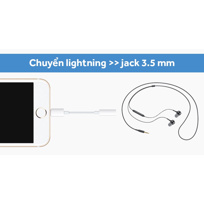 Cáp (Jack) Chuyển Đổi Tai Nghe 3.5 Sang Lightning Iphone 7, 7plus, 8, 8plus , X - (Kết nối Bluetooth) - Phụ Kiện Táo Đỏ