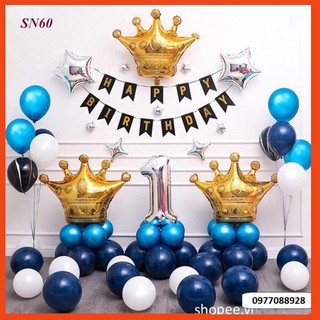 Set Bóng Bay Trang Trí Sinh Nhật Tông Màu Xanh Cho Bé Trai