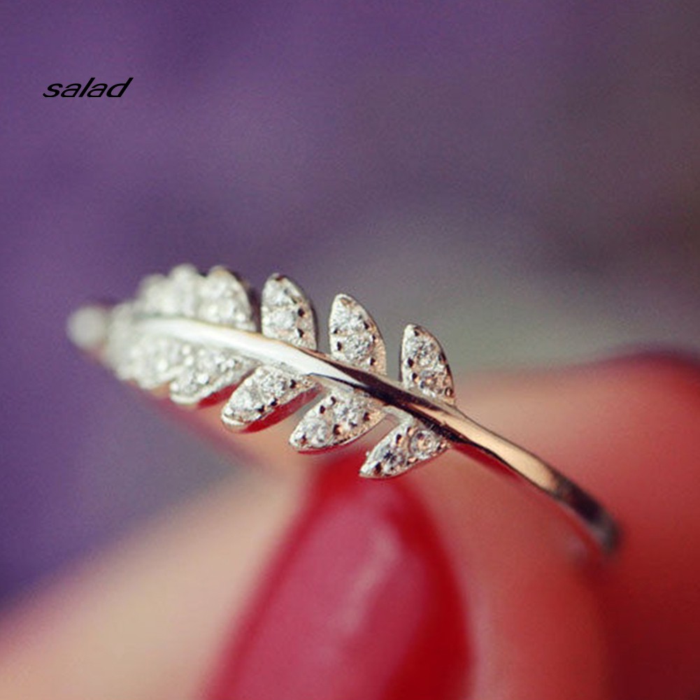 【SD】Fashion Promise Olive Leaf Band Adjustable Open Index Finger Ring Jewelry