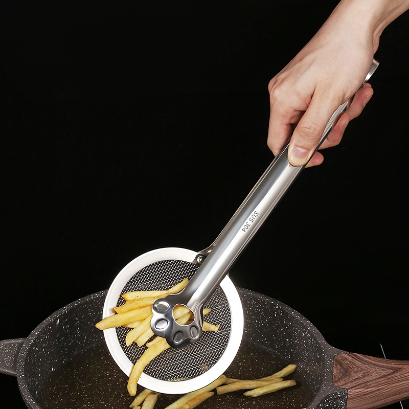 Kẹp Gắp Thức Ăn Ráo Dầu Đa Năng Bằng Thép Không Gỉ 304