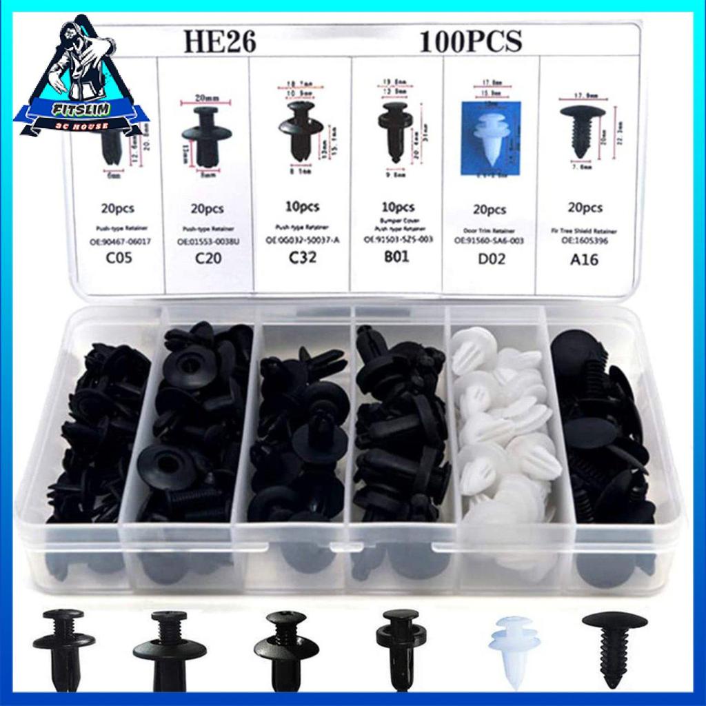 Set 100 đinh ghim bằng nhựa tiện dụng cho xe hơi