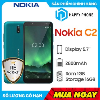 Điện thoại Nokia C2 RAM 1GB ROM 16GB - Hàng mới 100%, Nguyên seal, Bảo hành 12 tháng [Điện thoại giá rẻ]