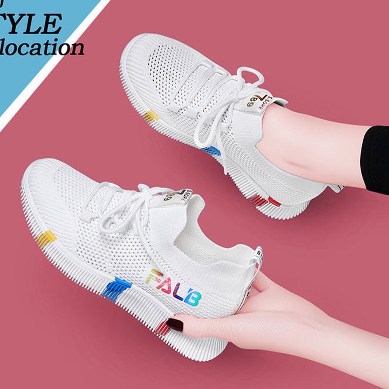 Giày Thể Thao Trắng Nhạt Phối Lưới Thoáng Khí Thời Trang Hàn Quốc