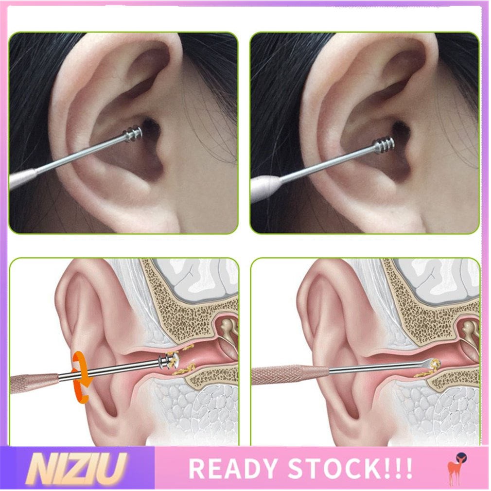 ❤️NIZIU❤️Stainless Steel Earpick Wax Remover Curette Cleaner Health Care Tool Ear Pick/Thép không gỉ Lấy ráy tai Loại bỏ sáp Curette Dọn dẹp hơn Dụng cụ chăm sóc sức khỏe Lấy tai