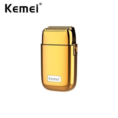 Máy cạo râu KEMEI KM-TX1 Pro Barberology với lá kim loại đôi siêu gần/màu vàng có thể thu vào bằng không