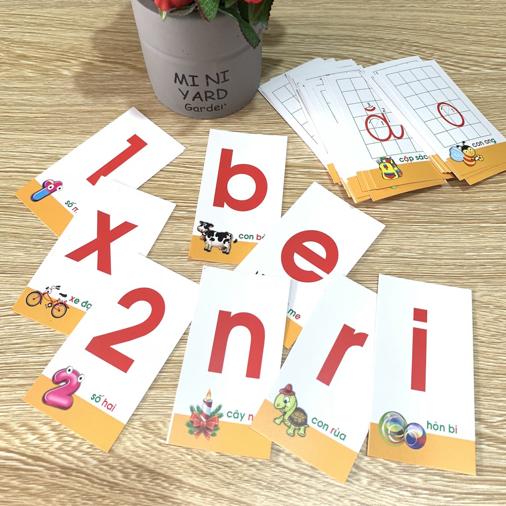 Bộ Chữ Cái, Dấu Và Số Gồm 42 Thẻ Học Flashcard Có Hình Ảnh Minh Họa Giúp Bé Làm Quen Với Bảng Chữ Cái Tiếng Việt