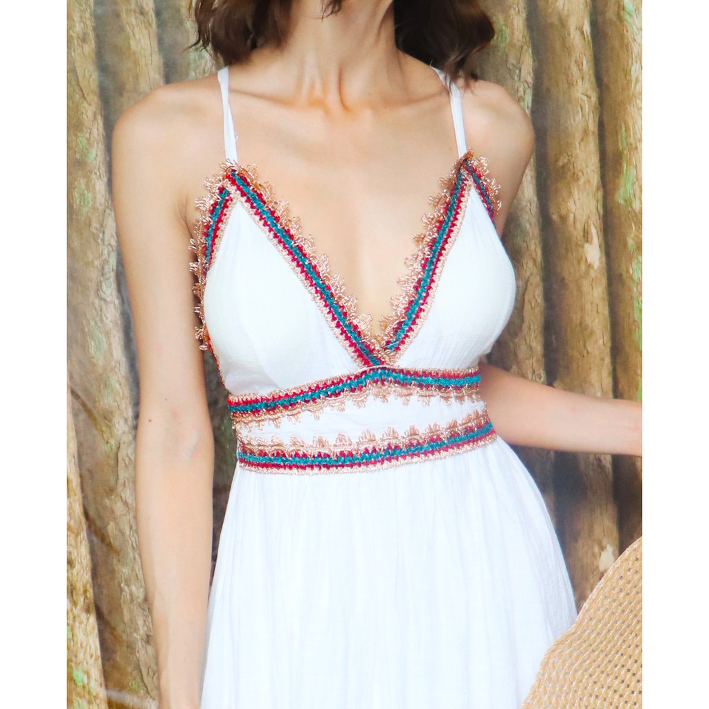 Váy đầm maxi dáng xòe dài 2 dây thổ cẩm vintage boho bohemian sexy đi biển du lịch đẹp giá rẻ hotgirl trẻ trung niên | BigBuy360 - bigbuy360.vn