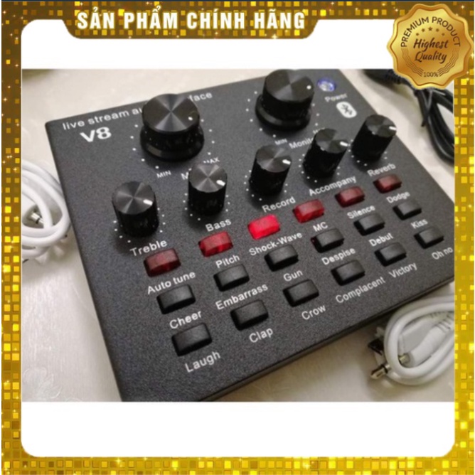 [Mã ELHACE giảm 4% đơn 300K] COMBO MIC THU ÂM BM900-SOUND CARD V8 Blt kèm gậy trippod 3110