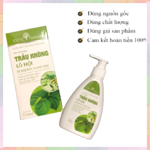 Dung Dịch Vệ Sinh Phụ Nữ Trầu Không Lô Hội 150ml - Berberin Nano Bạc