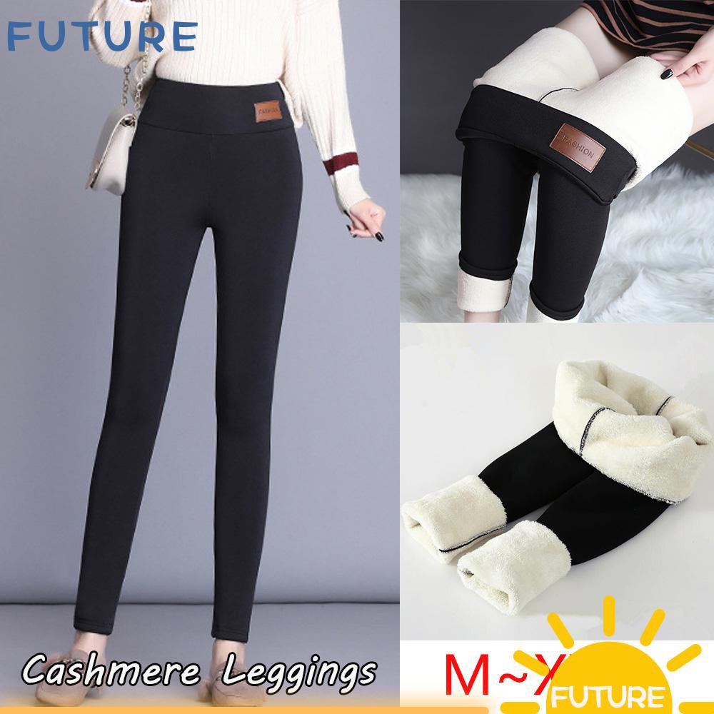 Quần Legging Len Lông Cừu Dày Giữ Ấm Mùa Đông Lưng Cao Thời Trang Cho Nữ