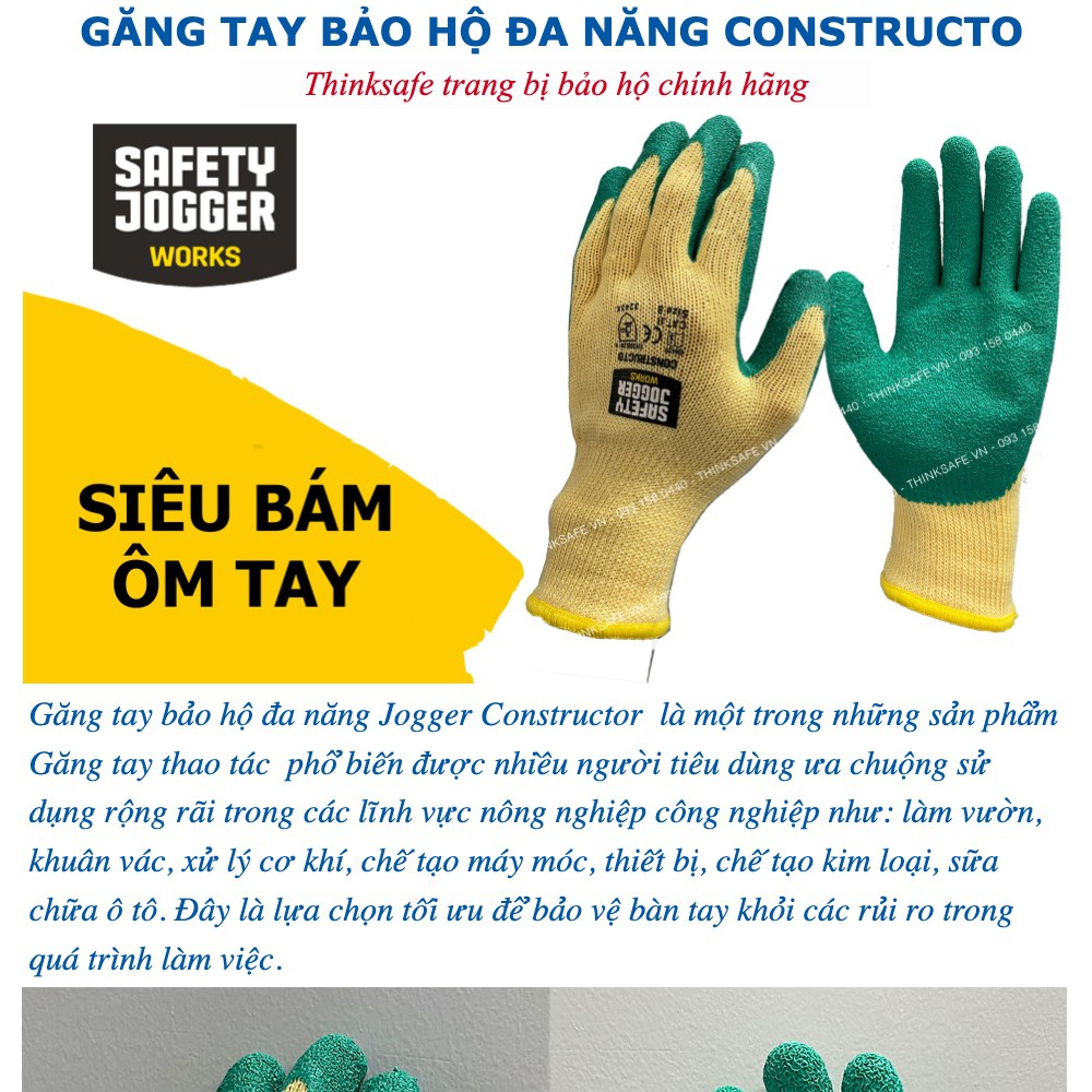 Găng tay đa dụng siêu bám Safety Jogger Constructo bao tay thoáng khí ôm tay sử dụng đa năng - Bảo Hộ Thinksafe