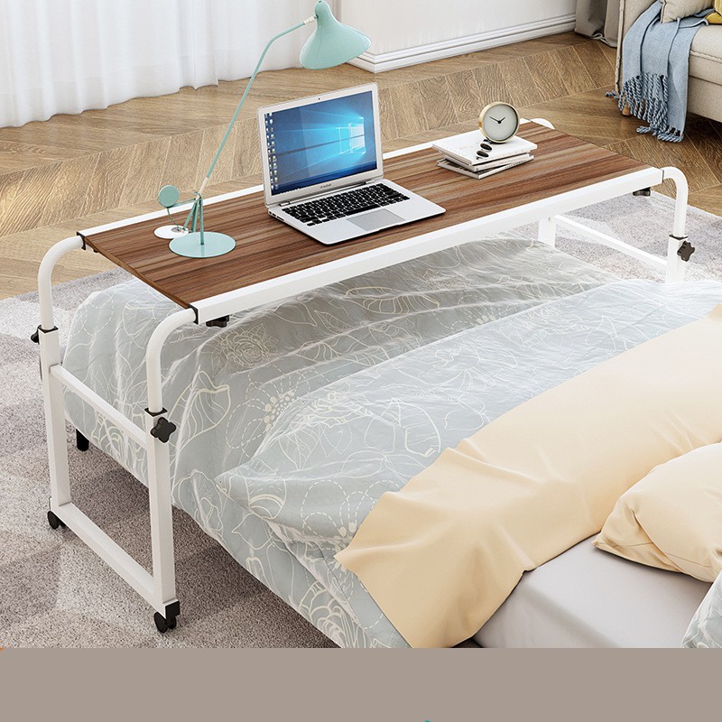 Bàn làm việc giường có bánh xe kích thước 80*40 cm và 120*40cm màu nâu và kem sáng siêu tiện lợi