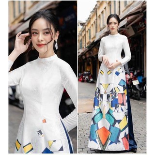 MẪU MỚI -VẢI MAY ÁO DÀI  IN 3D- CỰC SANG -HÌNH THẬT (LẬP THỂ) LỤA CAO CẤP ( GARNET)
