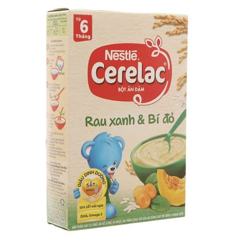 Bột ăn dặm Nestlé Cerelac rau xanh và bí đỏ hộp 200g (từ 6 tháng)