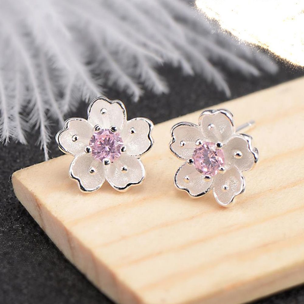 Khuyên Tai Hoa Anh Đào Đính Đá Thanh Lịch Dành Cho Nữ