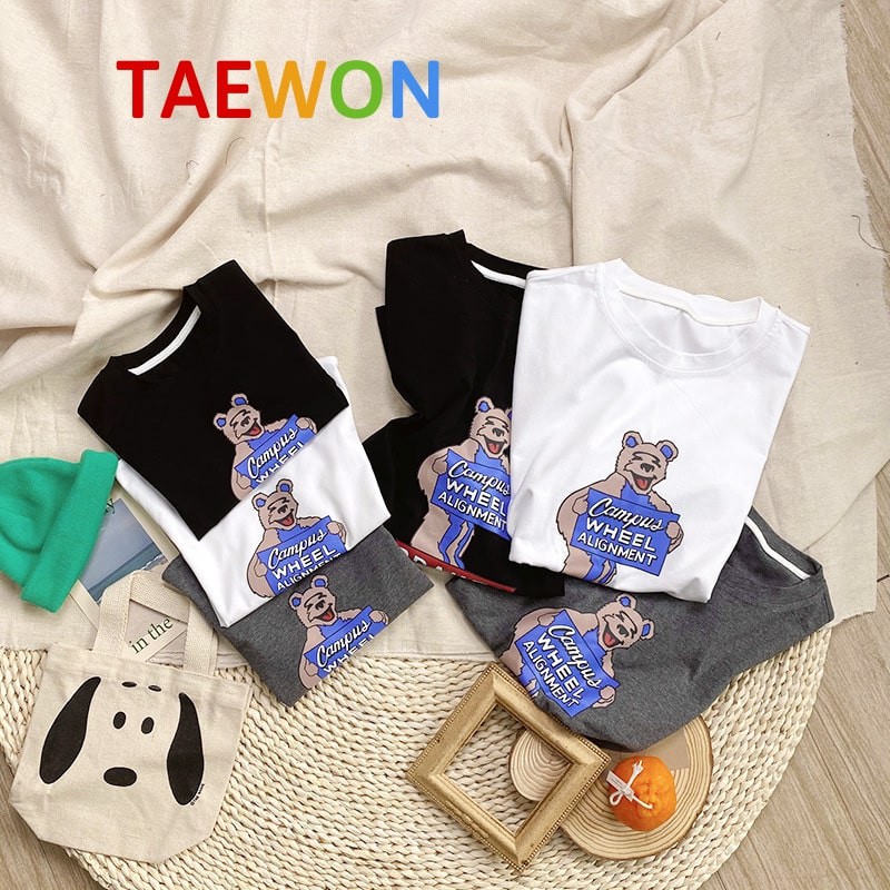 Áo thun bé gái xuất dư Taewon Shop , Quần áo hè bé trai và bé gái chất cotton Hàn Quốc từ 1 đến 5 tuổi AT02