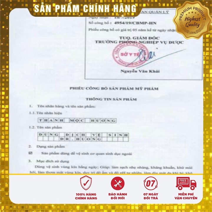 Dung dịch vệ sinh DR HƯƠNG Thanh Mộc Hương