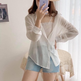Sơmi xuyên thấu kèm áo dây [Ảnh sản phẩm thật]