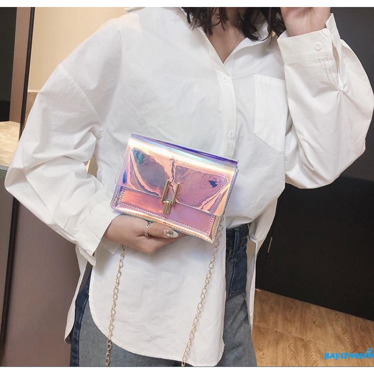 Túi nữ đeo chéo màu laser thời trang