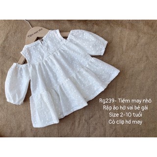 RG239_Rập giấy may áo hở vai bé gái