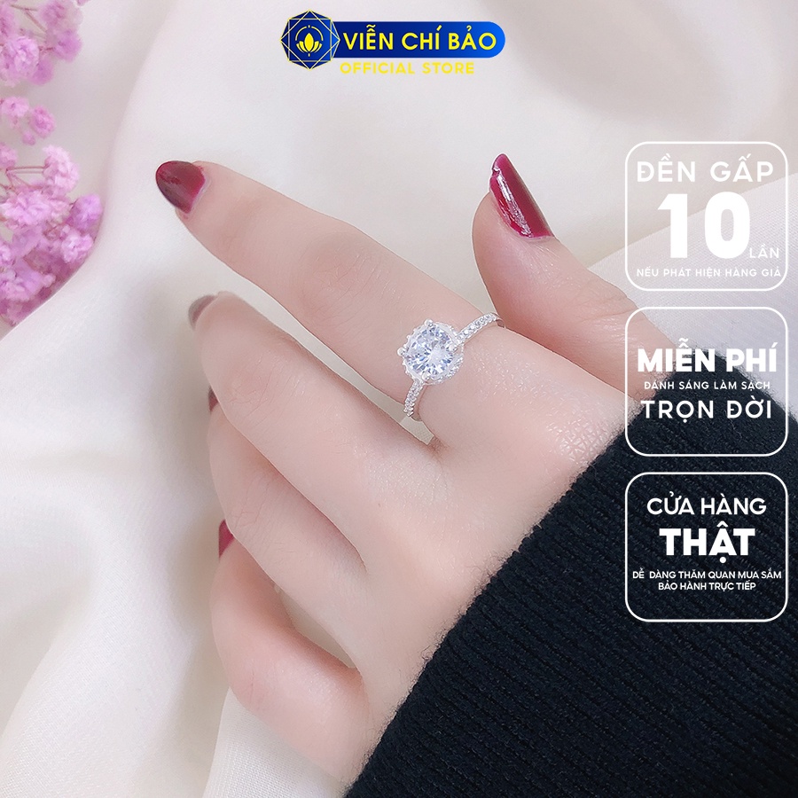 Nhẫn bạc nữ đá tròn new chất liệu bạc S925 thời trang phụ kiện trang sức nữ trẻ trung Viễn Chí Bảo N400400x