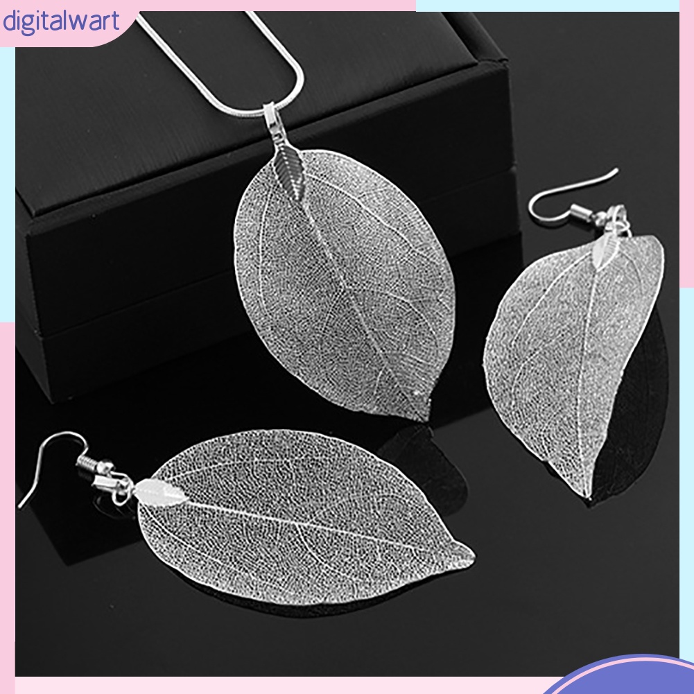 Bộ Dây Chuyền + Bông Tai Hợp Kim Hình Chiếc Lá Thời Trang Dành Cho Nữ