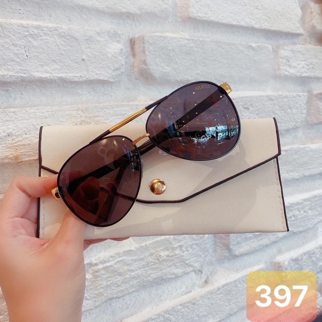 Kính Râm Nam Thời Trang Cao Cấp Gọng To Mắt Chuồn Chuồn Bao Viền Sang Trọng Hàng FullBox Đầy Đủ