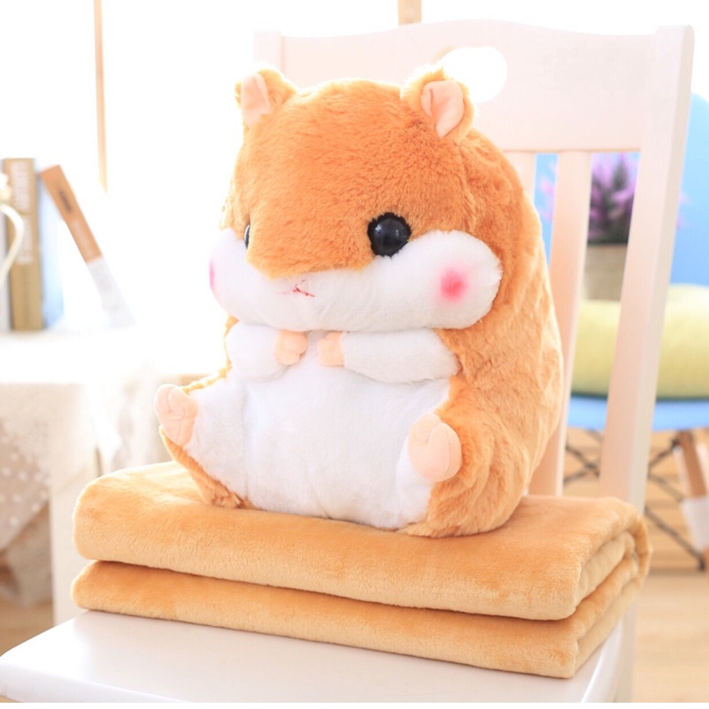 BỘ CHĂN GỐI VĂN PHÒNG HÌNH CHUỘT HAMSTER  MAY MẮN ĐÓN NĂM CANH TÝ