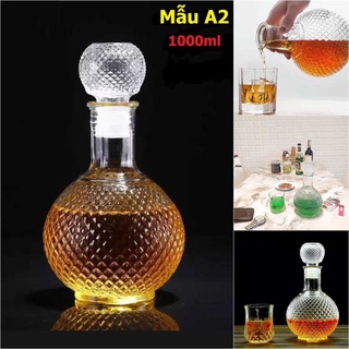 Chai Thủy Tinh Đựng Rượu 1 Lít bầu tròn giác kim cương - Vỏ Chai Rượu 1000ml - Bình Đựng Ruou #chaithuytinhdungruou