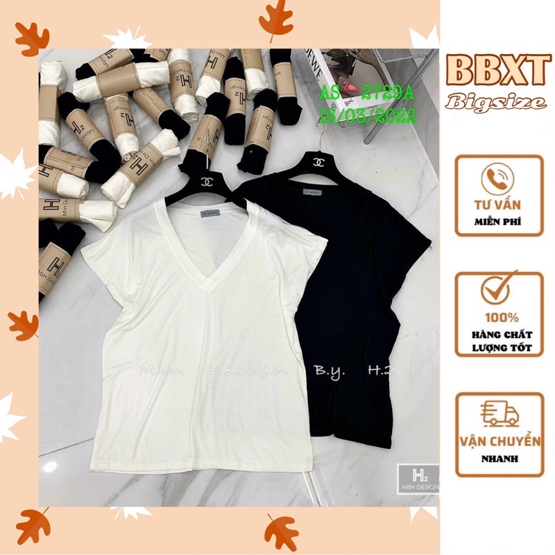 🔥𝐁𝐁𝐗𝐓•𝐁𝐢𝐠𝐬𝐢𝐳𝐞🔥Áo phông cổ tim BIGSIZE [Ảnh thật mẫu béo 70kg]
