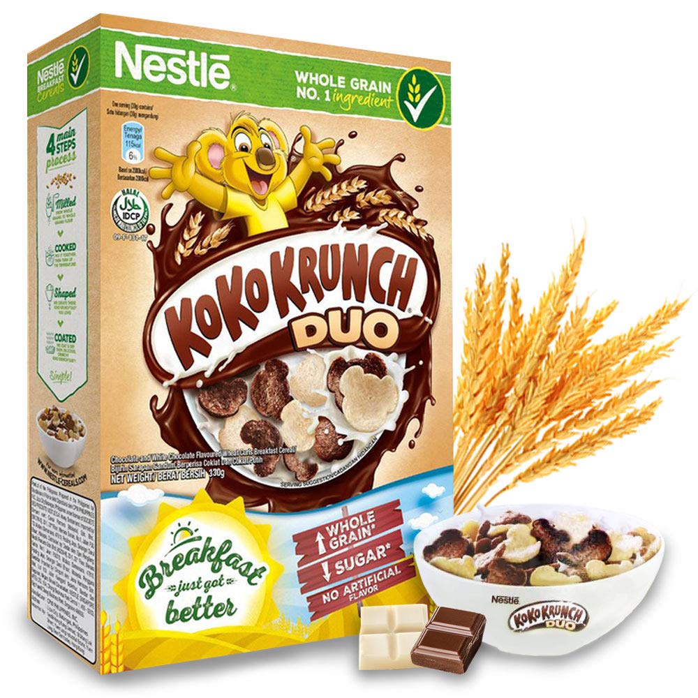 Ngũ cốc ăn sáng Nestlé - Koko Krunch Duo - Hộp 330g (kết hợp vị socola trắng &amp; socola đen)